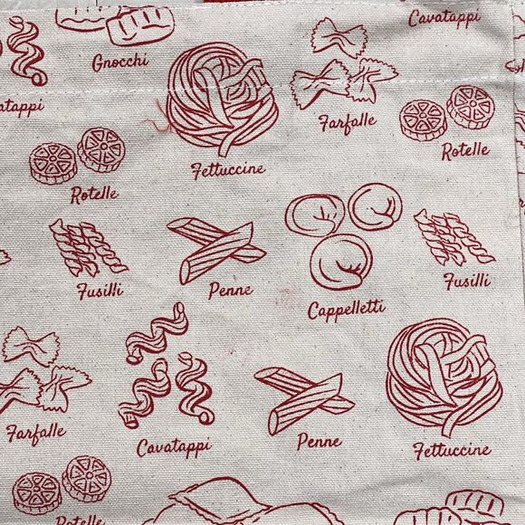 PASTA Cotton Canvas Tote Reusable Shopping Bag Red Cream Chef Gift Ecofriendly - Picture 15 of 17